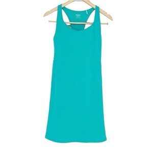 Toad&Co Dress Womens Small Tech Tomboy‎ Racerback Shelf Bra Pocket Stretch Teal